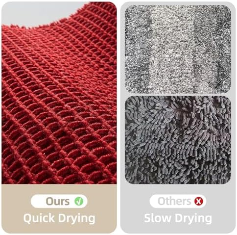 TYUU Waffle Bath Mat, Boho Bathroom Rugs Non Slip, 36x24 Burgundy