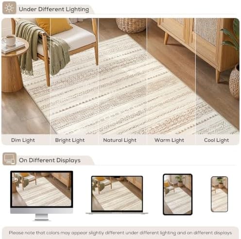 Nakagishi Boho 4x6 Area Rug Living Room Rugs Machine Washable Brown