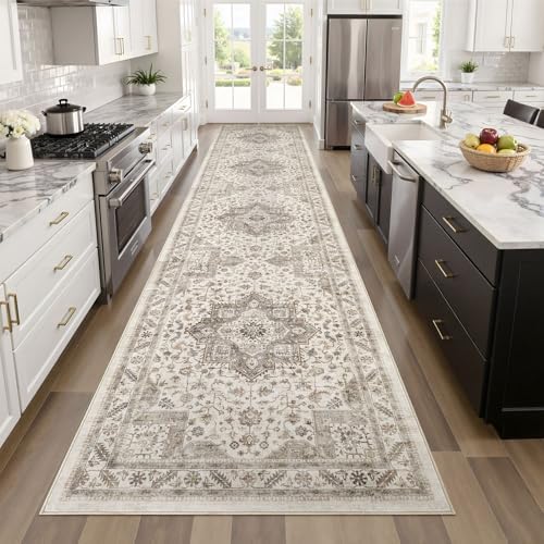 cotiled 3x8 Hallway Runner Rug for Entryway, Non-Slip Vintage, Light Brown
