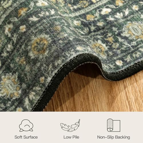 3' X 10' Area Rugs for Hallways, Green Washable Non-Slip Kitchen Runner Rug