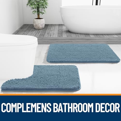 OLANLY Bathroom Runner Rugs 47x20, Extra Soft Absorbent Chenille Bath Rugs