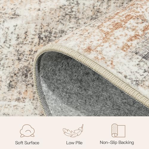 2X6 Area Rug for Hallways, Gold Abstract Washable Non-Slip Runner Rugs