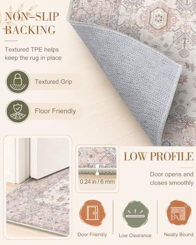 OLANLY 4x6 Washable Area Rug, Soft Non Slip Carpet for Bedroom Living Room