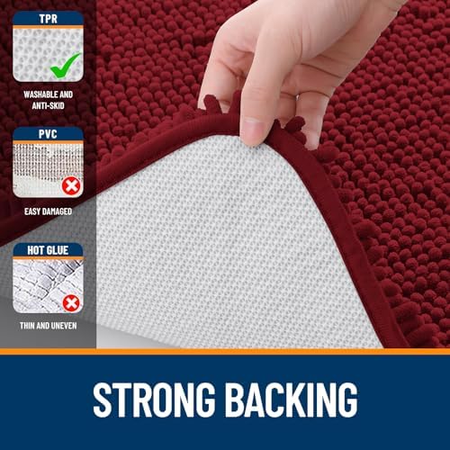 OLANLY Small Bathroom Rugs 30x18, Extra Soft Absorbent Chenille Bath Rugs