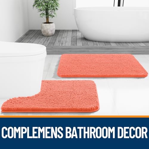 OLANLY Toilet Rugs U-Shaped 24x20, Soft Absorbent Chenille Contour Rugs