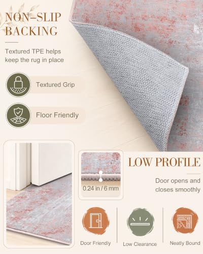 OLANLY 4x6 Washable Area Rug, Soft Non Slip Carpet for Bedroom Living Room