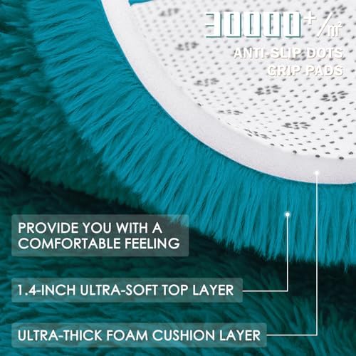 OLANLY Teal Round Rugs for Bedroom - Machine Washable, 2 ft Circle Area Rugs for Living Room, Soft and Fluffy Shaggy Carpet for Teen Girl and Boys, Nursery Rooms, Dorms, Home Decor Aesthetic