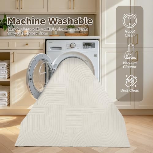 Pauwer 8x10 Area Rugs for Living Room, Modern Non Slip Washable Rug, Cream