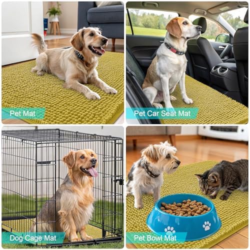 OLANLY Dog Door Mat for Muddy Paws 36x24, Super Absorbent Chenille Mud Mat