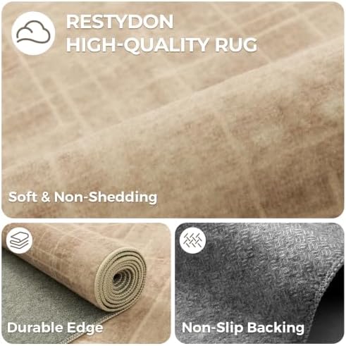 2x10 Runner Rug Non Slip,Washable Hallway Runner Rug,Brown