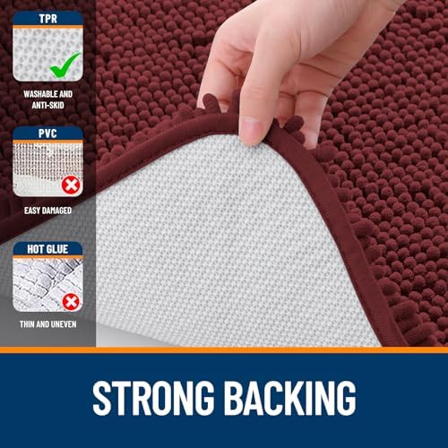OLANLY Large Bathroom Rugs 44x32, Extra Soft Absorbent Chenille Bath Rugs