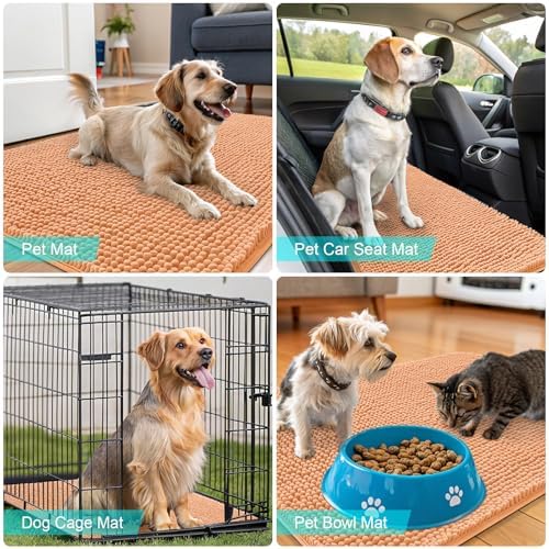 OLANLY Dog Door Mat for Muddy Paws 36x24, Super Absorbent Chenille Mud Mat