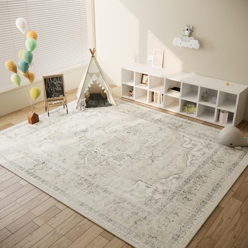 Washable Living Room Area Rug: 6x9 Bedroom Rugs Non Slip Soft Boho Carpet