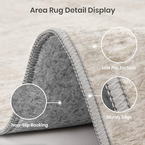 Valenrug Round Rugs 8ft, Circle Washable Area Rugs for Living Room, Beige
