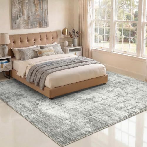 8x10 Area Rugs Washable Abstract Rug for Living Room Bedroom Grey