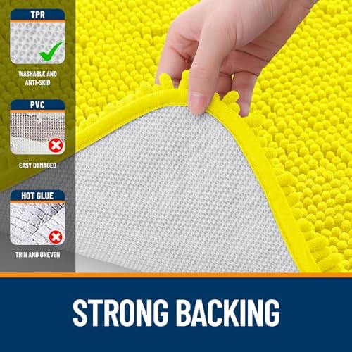 OLANLY Small Bathroom Rugs 24x16, Extra Soft Absorbent Chenille Bath Rugs