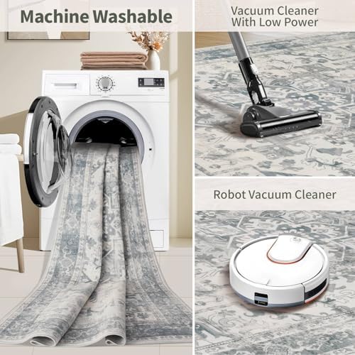 2x3 Blue Washable Entryway Rug,Small Door Mat for Bathroom Kitchen