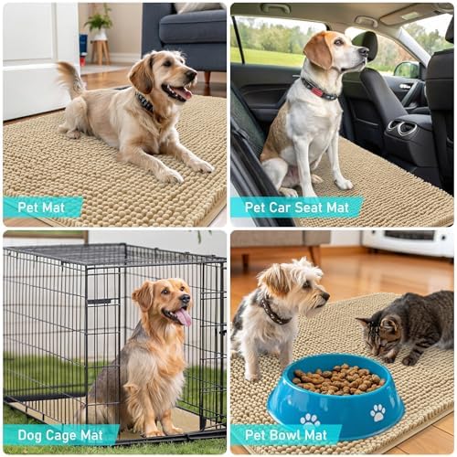 OLANLY Dog Door Mat for Muddy Paws 70x32, Super Absorbent Chenille Mud Mat