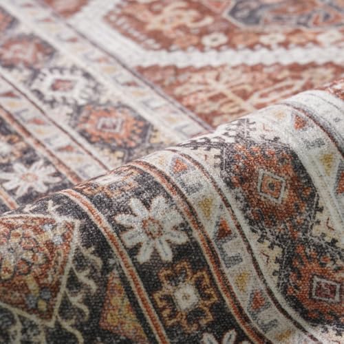 Ksrau 3x12 Runner Rug Washable Vintage: Non Slip Hallway Runners Brick