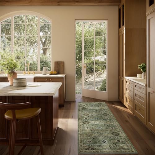 Washable Runners for Hallways Kitchen Rugs: 2'x6' Runner Rug Stain Resistant Non Slip Low Pile Soft Carpet Runners for Hallways Bedroom Kitchen Entryway Indoor Laundry Room Farmhouse