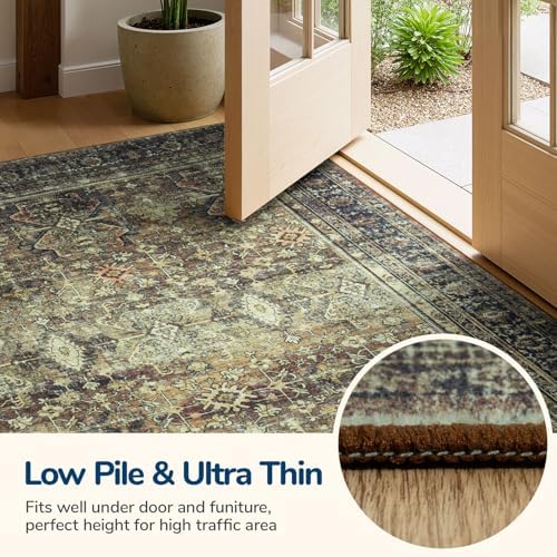 Lessymo Area Rugs 8 x 10 for Living Room,Large Washable Carpet Dark Brown
