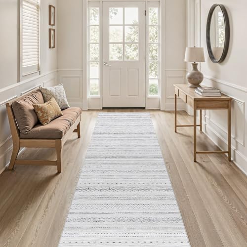 cotiled Hallway 2.6x8 Runner Rugs Washable Boho Rug Grey