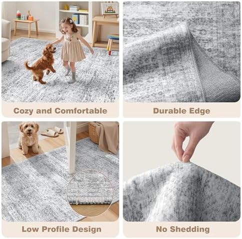 Kitchen Rugs Sets of 3, 2x3 2x4 2x5 Rug Runner,Grey