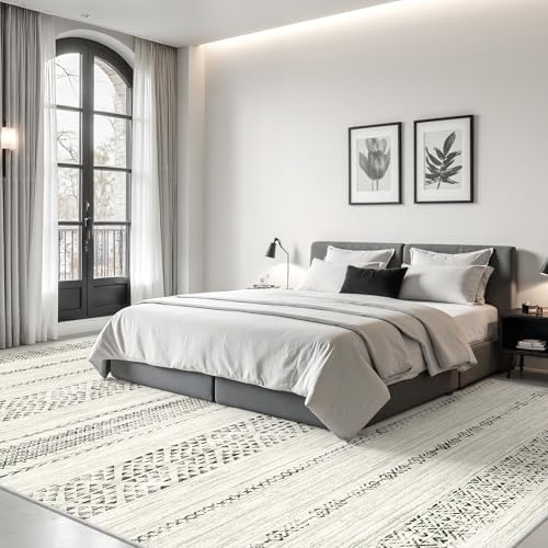 Miukiki 8x10 Area Rug for Living Room, Washable Soft Non Slip Rug Grey