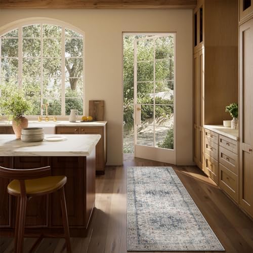 Machine Washable Kitchen Runner Rugs: 2'x6' Hallway Runner Rug Non Slip Low Pile Stain Resistant Soft Carpet Runners for Hallways Indoor Entryway Kitchen Laundry Room Beside Farmhouse