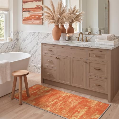 BEIMO 6x9 Orange Abstract Area Rug, Washable Non-Slip for Bedroom