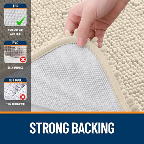 OLANLY Large Bathroom Rugs 70x46, Extra Soft Absorbent Chenille Bath Rugs