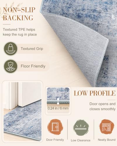 OLANLY 2'6"x14' Washable Runner Rug, Non Slip Carpet for Hallway Kitchen