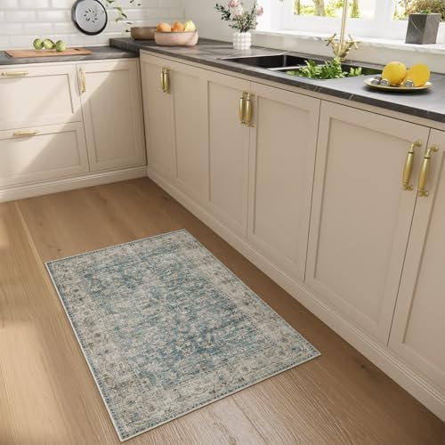 Machine Washable Entryway Throw Rug: Door Mat Indoor Entrance 2x3 Rug Boho Small Area Rug Non-Slip Low Pile Kitchen Rug for Front Door Indoor Entrance Entry Kids Room