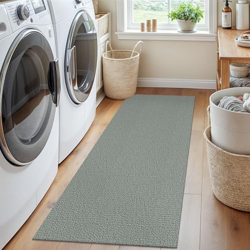 EARTHALL Washable Runner Rug, Non Slip Entryway Runner, 2x5 Ft, Green/Grey