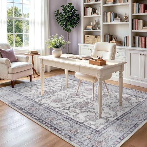 6x9 Washable Non-Slip Area Rug for Living Room(Gray Purple)