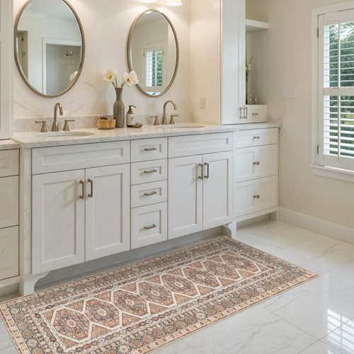 Ksrau 2x5 Runner Rug Washable Vintage: Non Slip Long Kitchen Runners Brick