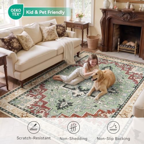 Lofus 8x10 Area Rugs for Living Room and Bedroom, Beige Washable Carpets