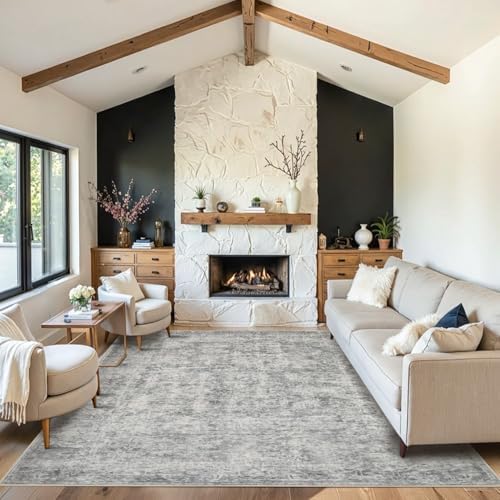 Rugxara Grey 8x10 Area Rugs for Living Room Bedroom Large Washable Rug