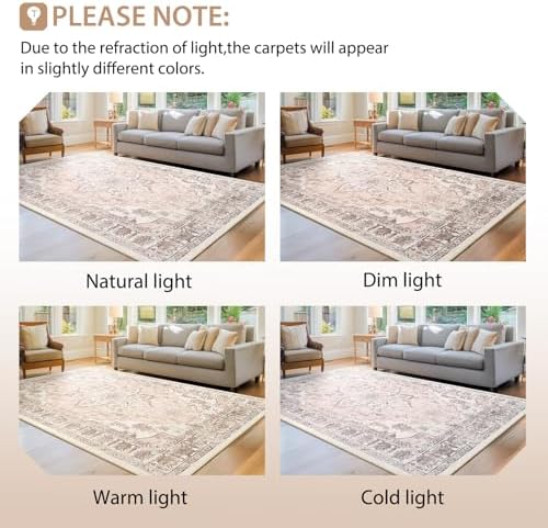 BESTSWEETIE Washable Boho 2x10 Runner Rug for Living Room, Pink Beige Grey