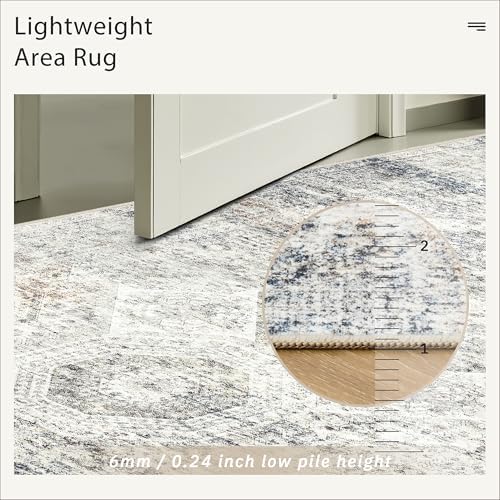 Soalmost 10x12 Area Rugs for Living Room Washable Rug Non-Slip Blue/Ivory