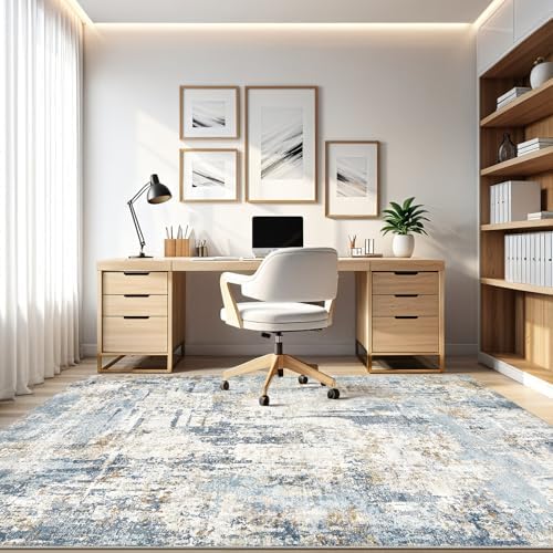 LOONGRUG 7x10 Area Rug Washable Large Neutral Modern Living Room Rugs