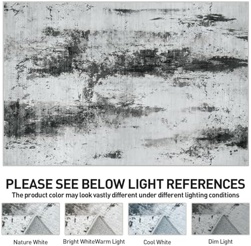 2'6''x8' Runner Rugs Washable Rug: Modern Abstract Black White Grey Carpet