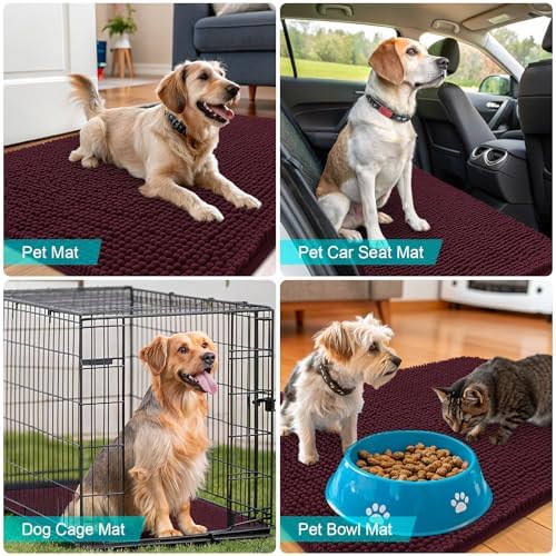 OLANLY Dog Door Mat for Muddy Paws 30x17, Super Absorbent Chenille Mud Mat