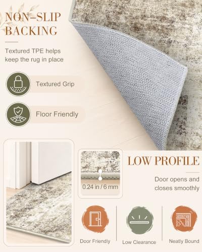 OLANLY 3x4 Washable Accent Rug, Soft Non Slip Carpet for Entryway Bedside