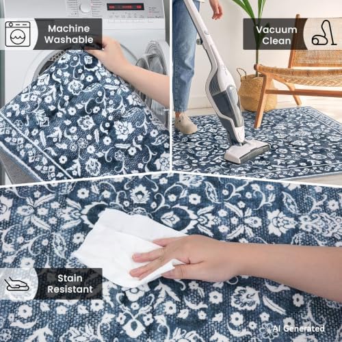 Washable Vintage 2.6x8 Runner Rug Non Slip Runners for Hallway