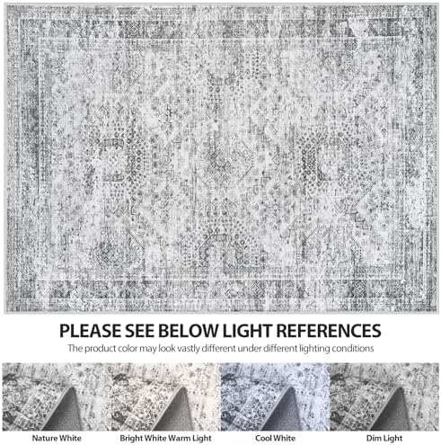 Aelenmu 9x12 Area Rugs for Living Room Washable Bedroom Dining Room Grey