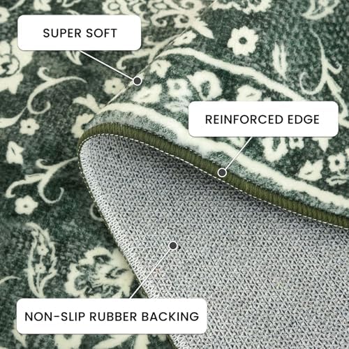 Vintage Washable Rugs for Entryway 3x5 Area Rug Non Slip Door Mat