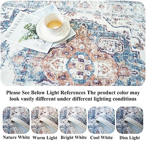 Hallway Washable Runner Rug - 3x6 Kitchen Rugs Entryway Rug Runner Vintage Soft Floor Mat Non Slip Indoor Farmhouse Carpet for Bathroom Living Room Bedroom (3 X 6, Brick)