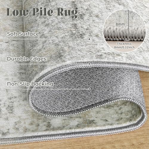 XLUEZ 10x14 Area Rugs for Living Room, Washable Modern Abstract Large Area Rug Neutral Soft Non Slip Kids Rug Stain Resistant Indoor Carpet for Bedroom Dining Room Playroom Office(BeigeGrey, 10'x14')