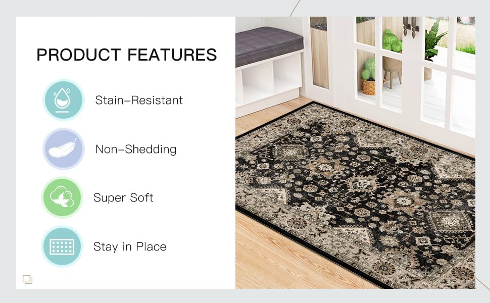 Washable Hallway Runner Rug 2x6: Non Slip Runner Rugs with Rubber Backing